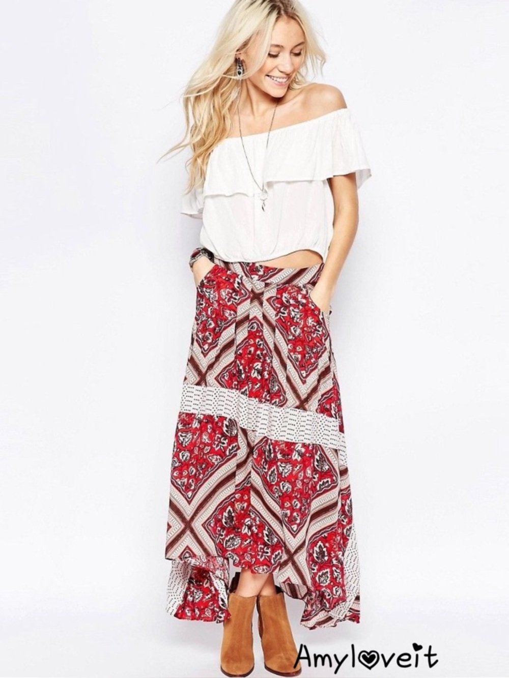 Free People Paradise Handkerchief Midi Skirt #27